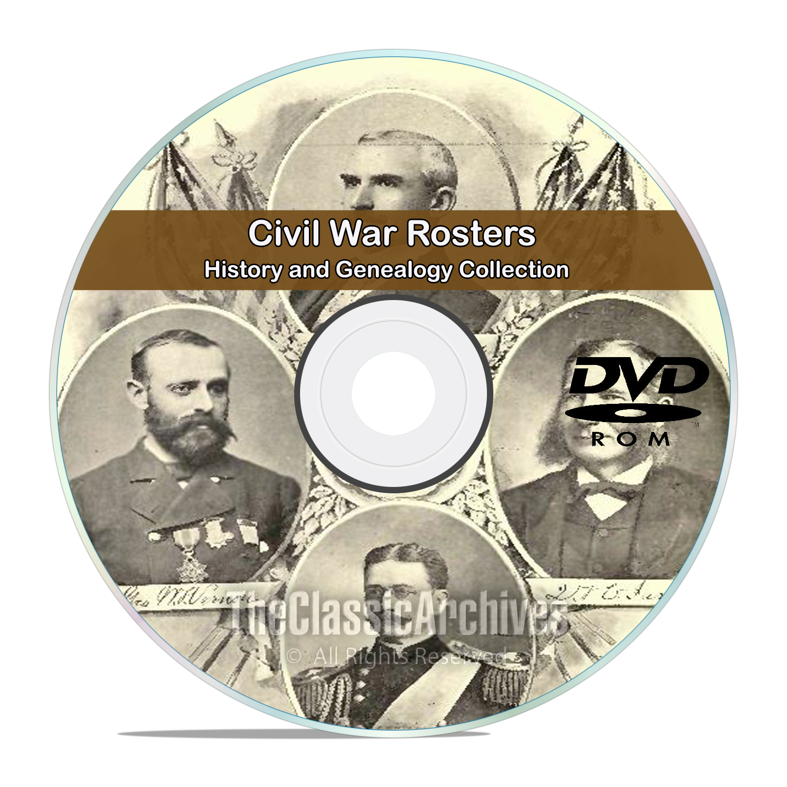 Civil War Rosters, 77 Classic Books, History and Genealogy, Names on DVD